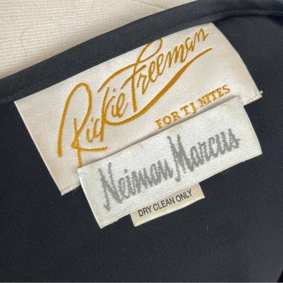 VTG 80’s Rickie Freeman For T.J. Nites Flocked Black Velvet Kimono Jacket Size 8 - Picture 12 of 12